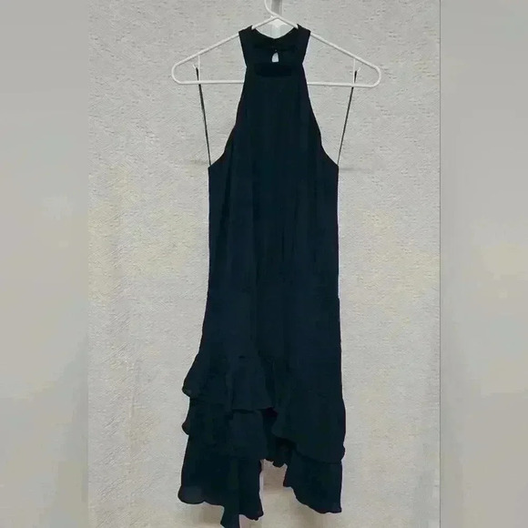 Krisa Halter Asymmetrical Ruffle mini dress Sz XS NWT Green - Picture 10 of 11